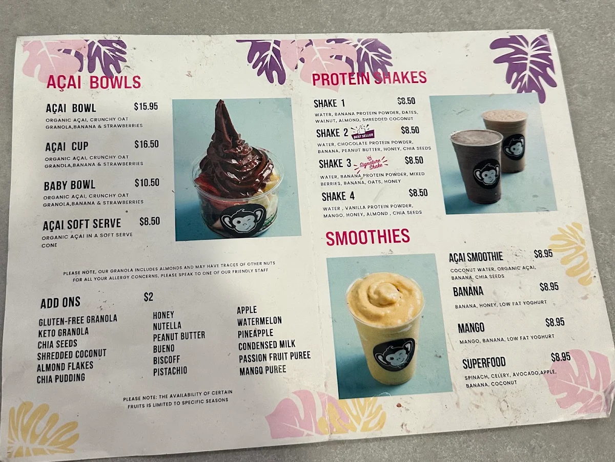 Menu, Thirsty Monkey