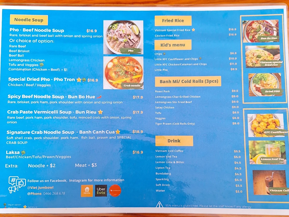 Menu, Viet Jumbowl
