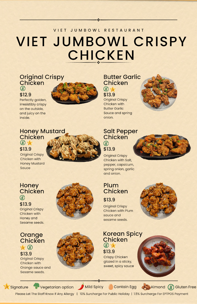 Menu, Viet Jumbowl