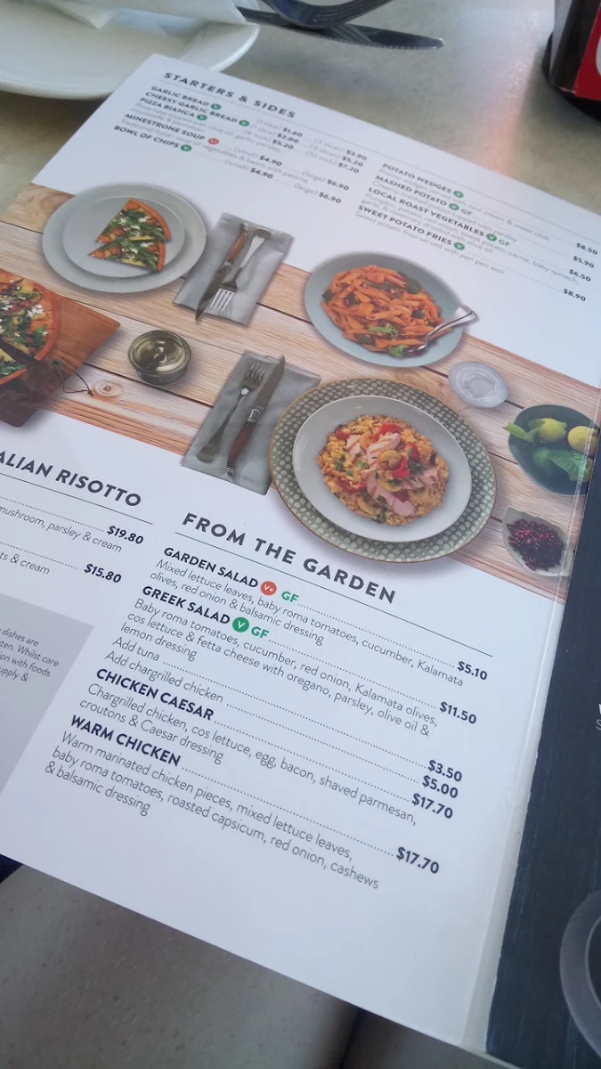 Menu, Fasta Pasta Salisbury