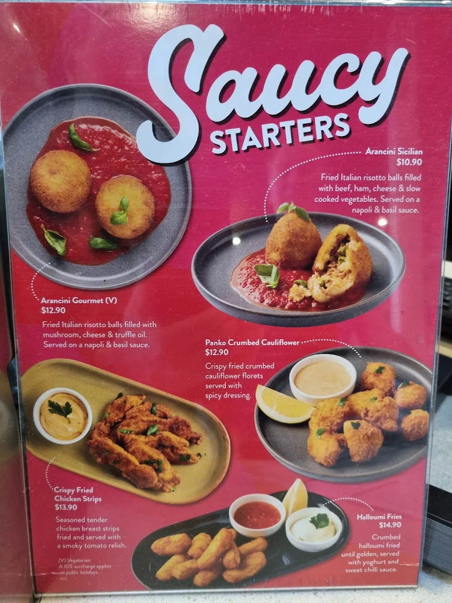 Menu, Fasta Pasta Salisbury