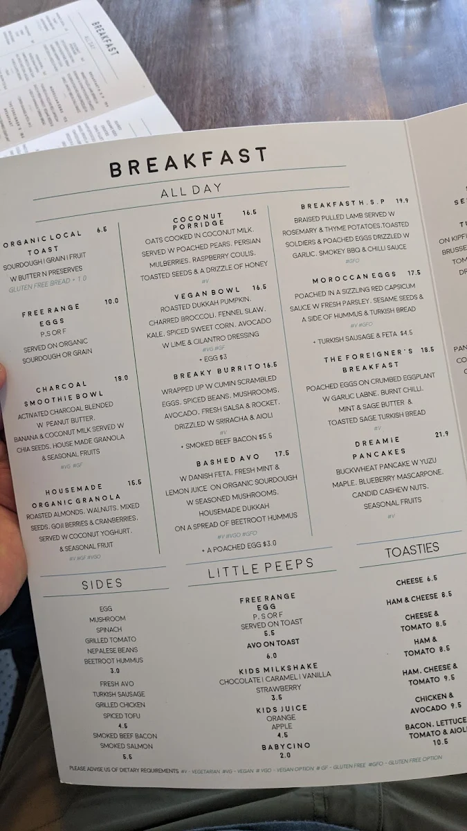 Menu, The Foreigner Café Ivanhoe