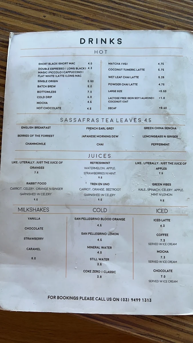 Menu, The Foreigner Café Ivanhoe