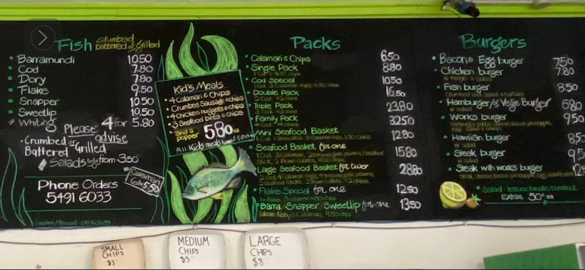 Menu, The Fish Bowl