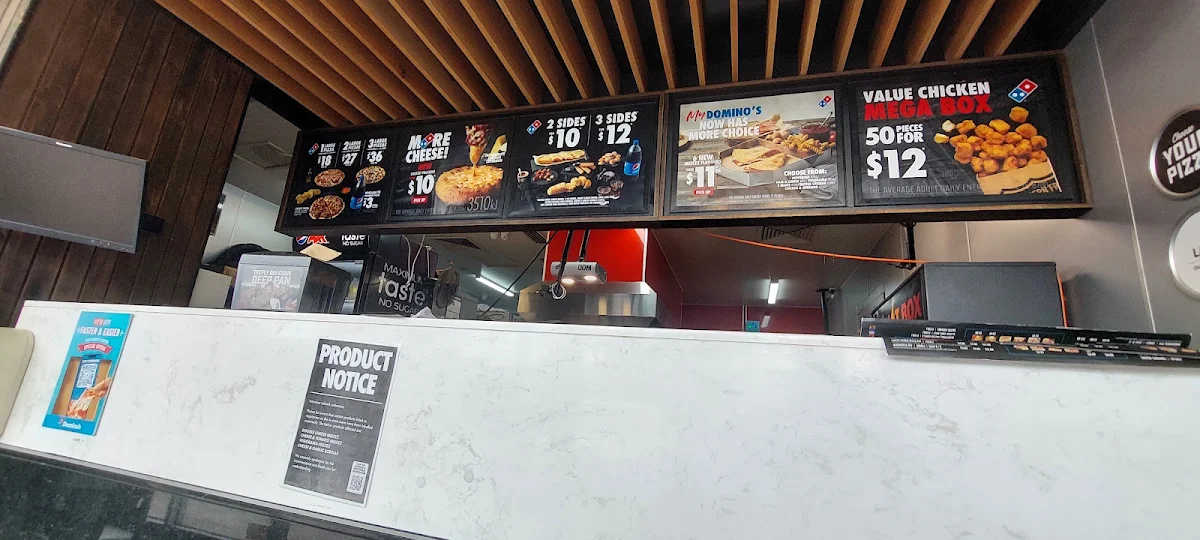 Menu, Domino's Pizza Derrimut