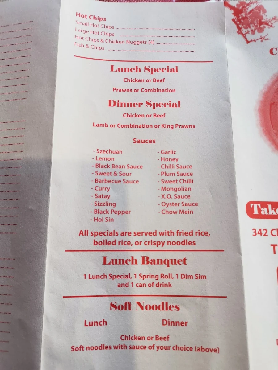 Menu, Fu Yuan Chinese Restaurant