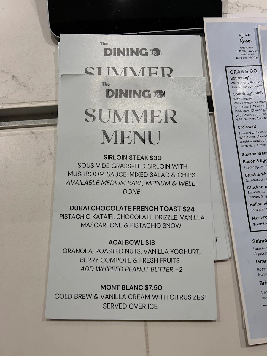 Menu, The Dining and Co Rhodes