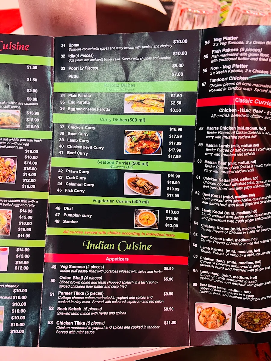 Menu, New Lanka Indian Restaurant