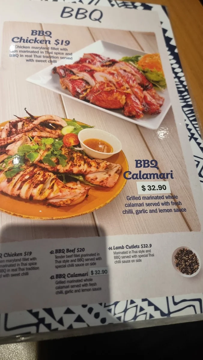 Menu, Taste of Thai Thomastown