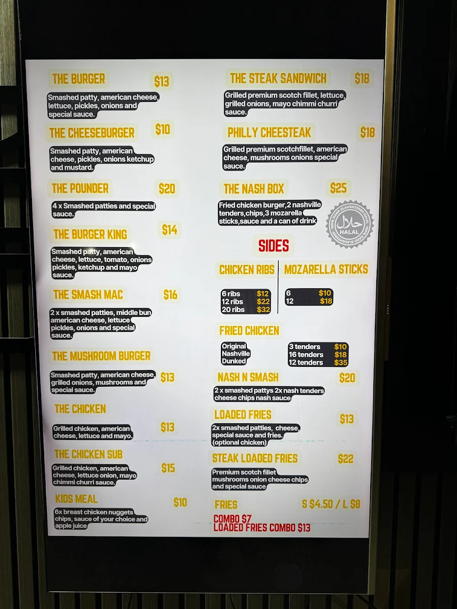 Menu, The Burger Shop
