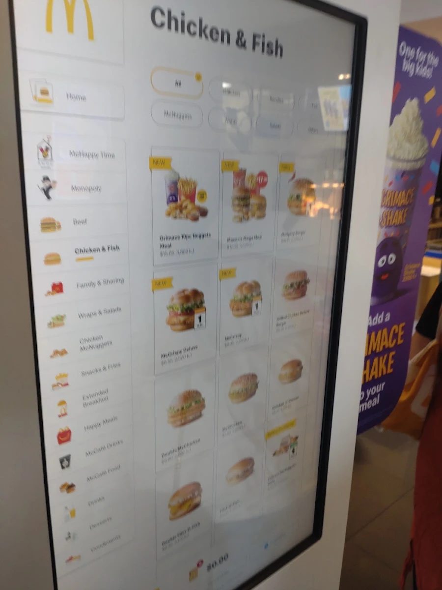 Menu, McDonald's Colac