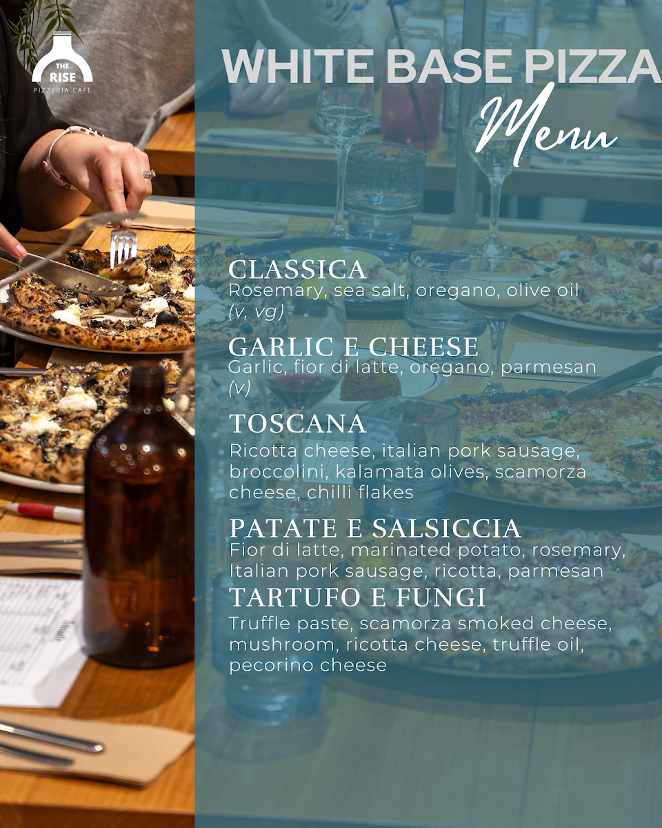 Menu, The Rise Pizzeria Cafe