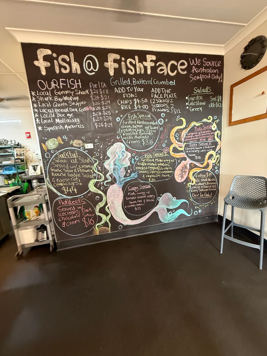 Menu, Fish Face Takeaway and Restaurant