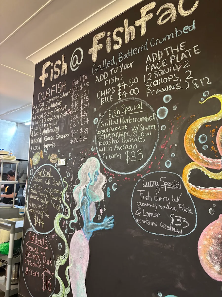 Menu, Fish Face Takeaway and Restaurant