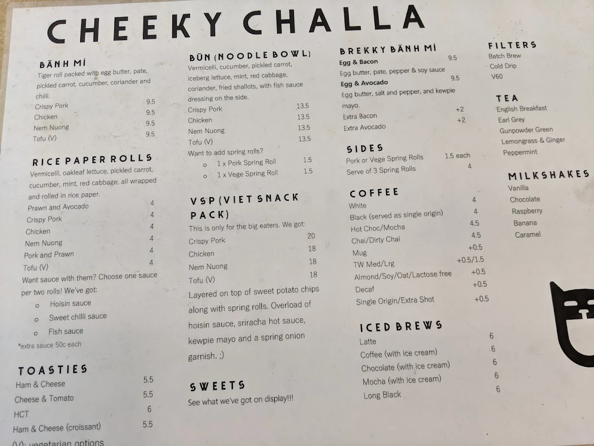 Menu, Cheeky Challa