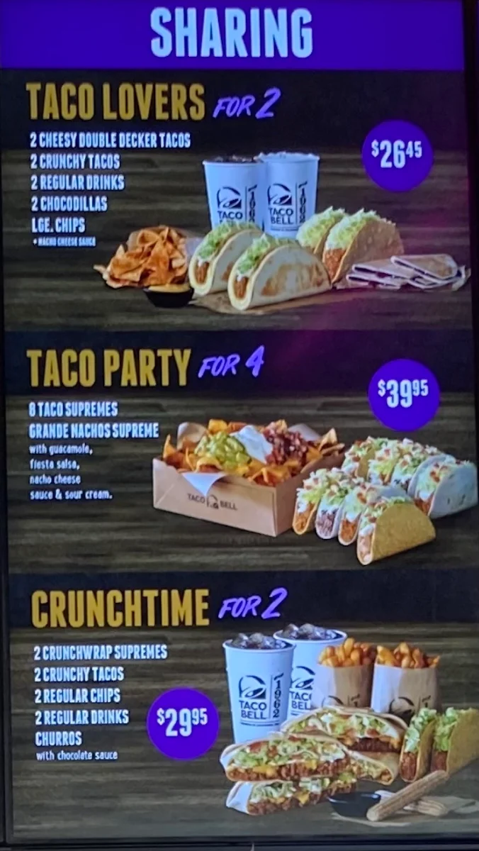Menu, Taco Bell Blacktown Westpoint