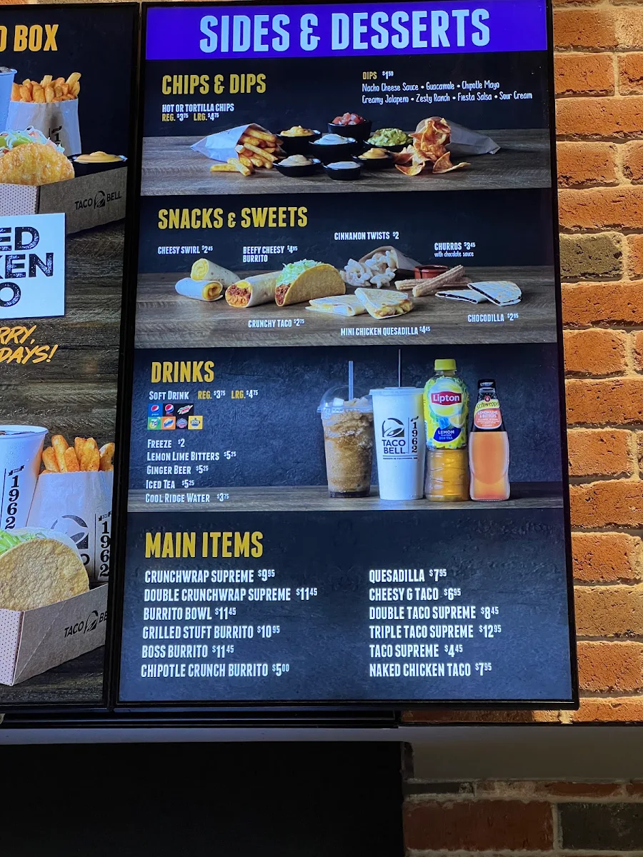 Menu, Taco Bell Blacktown Westpoint