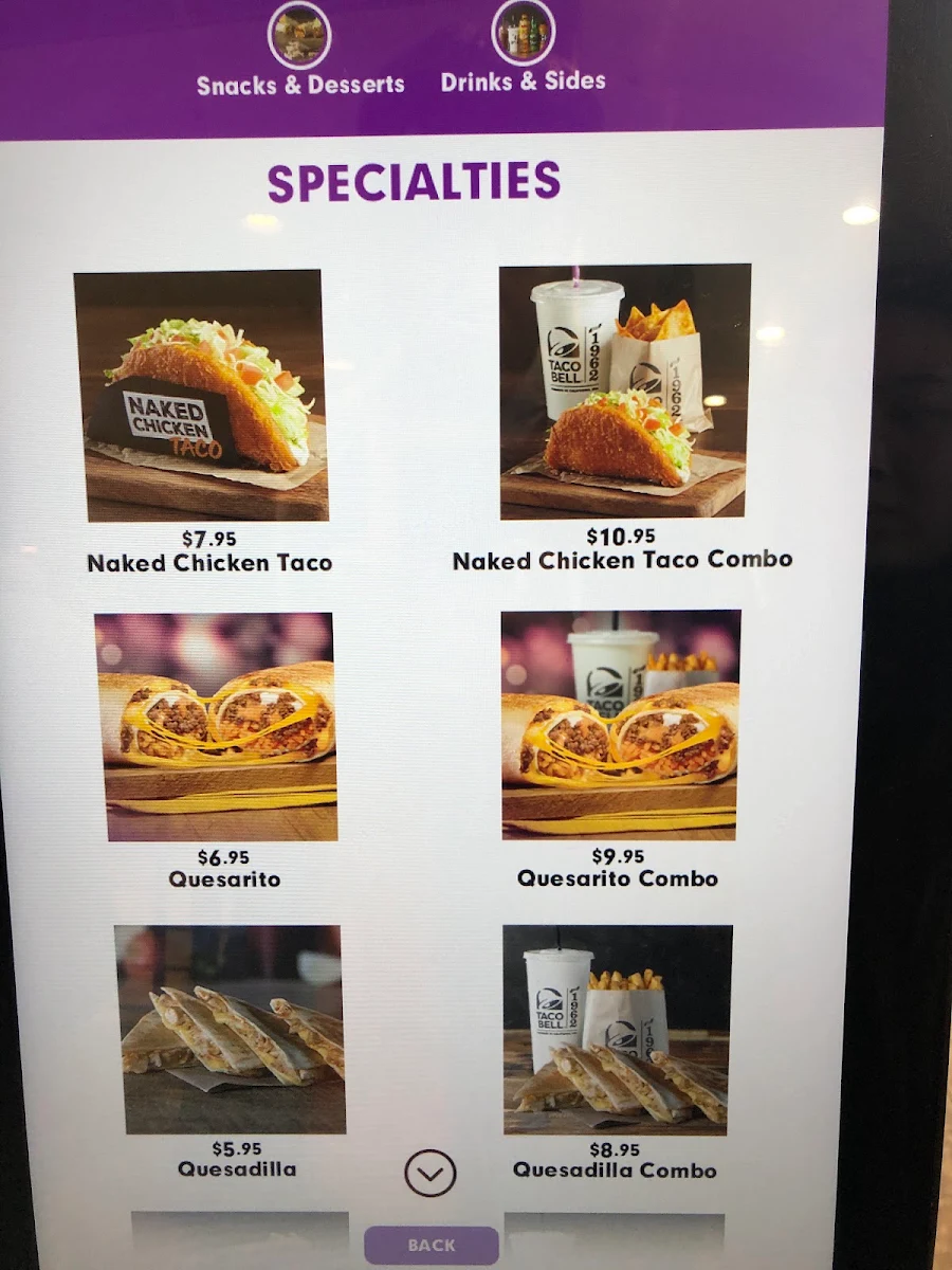 Menu, Taco Bell Blacktown Westpoint