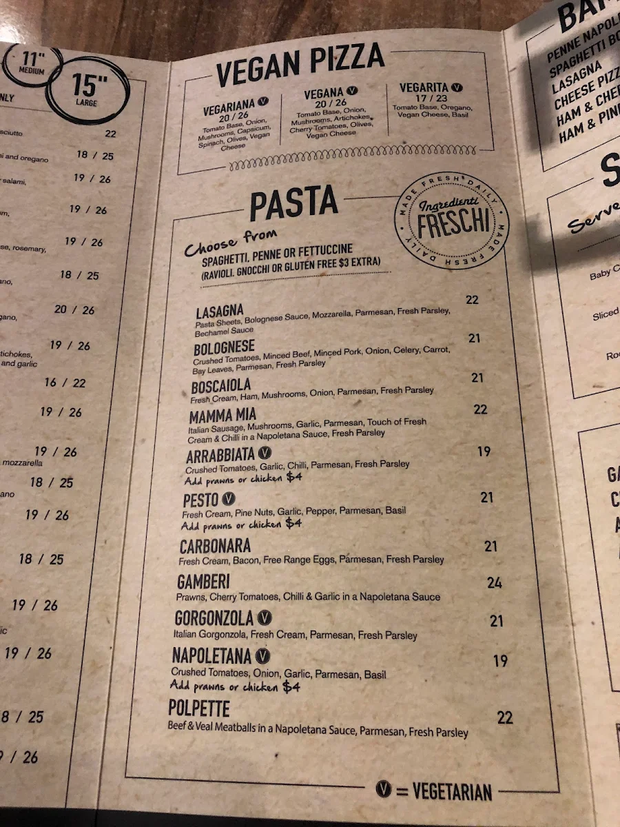 Menu, Made In Italy Alexandria