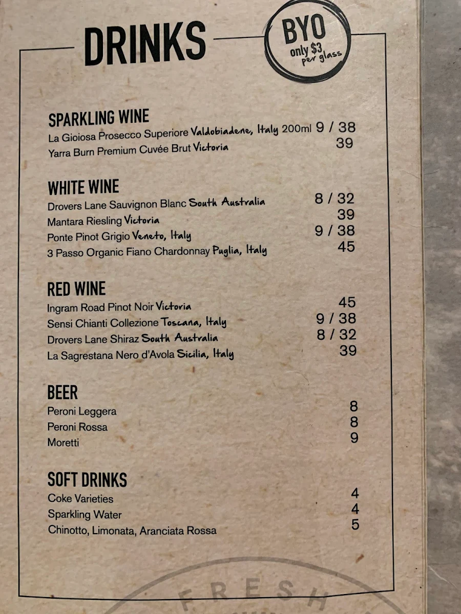 Menu, Made In Italy Alexandria