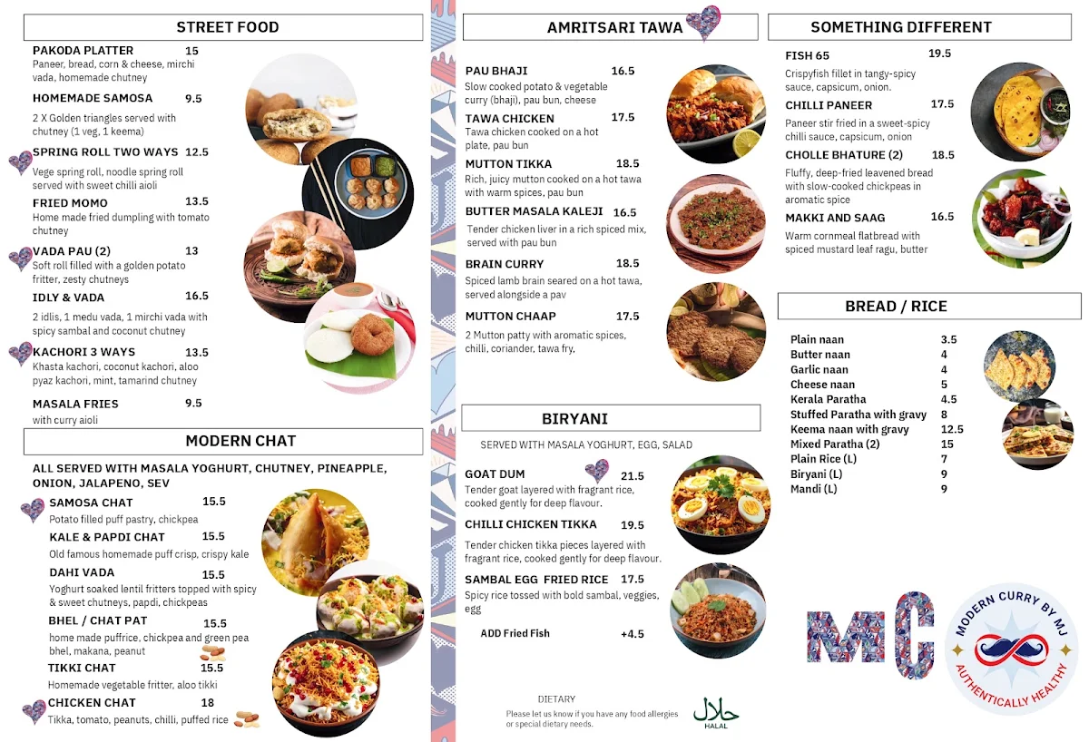 Menu, Modern Curry - Choose, Mix & Enjoy