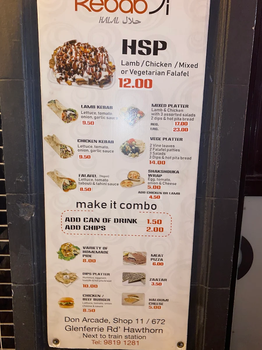 Menu, Kebabji