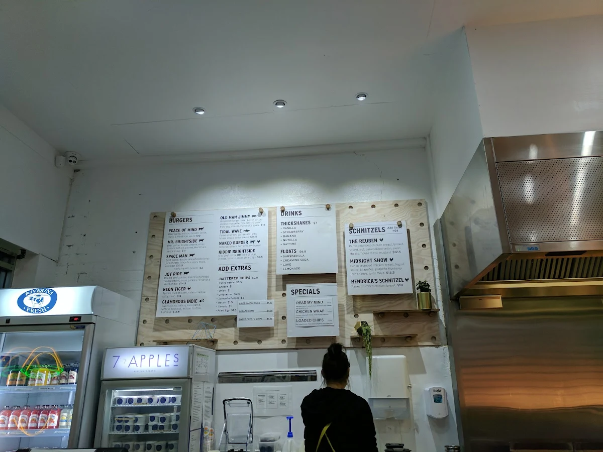 Menu, Hendricks Burgers & Salads