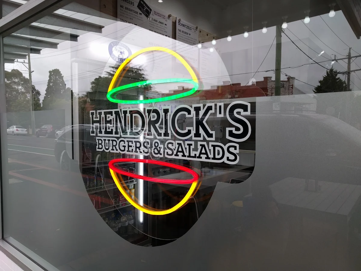 Menu, Hendricks Burgers & Salads