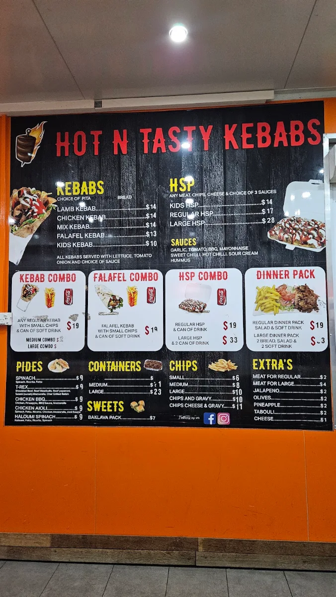 Menu, Hot & Tasty Kebab Stop