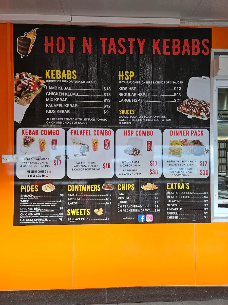 Menu, Hot & Tasty Kebab Stop