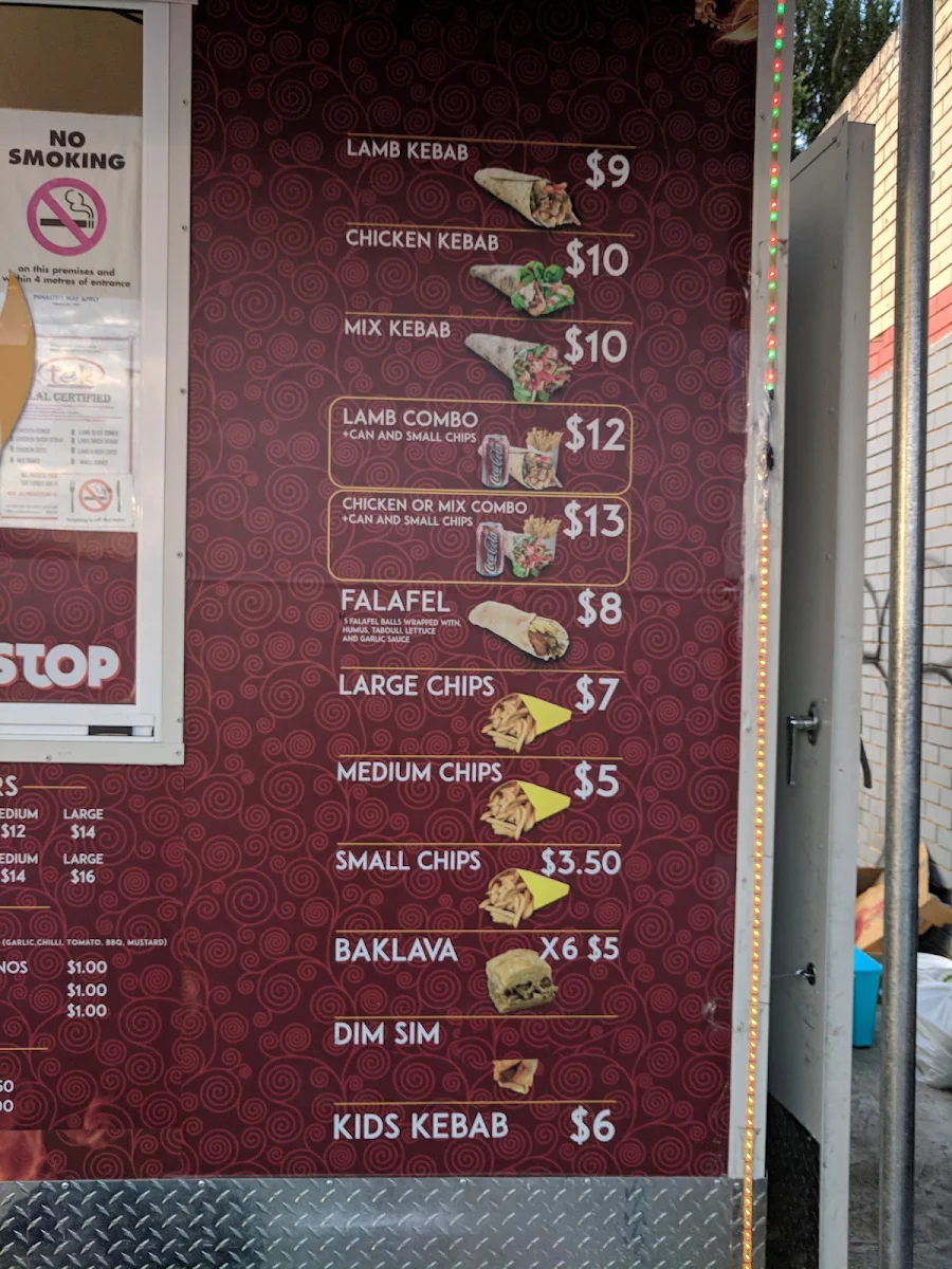 Menu, Hot & Tasty Kebab Stop