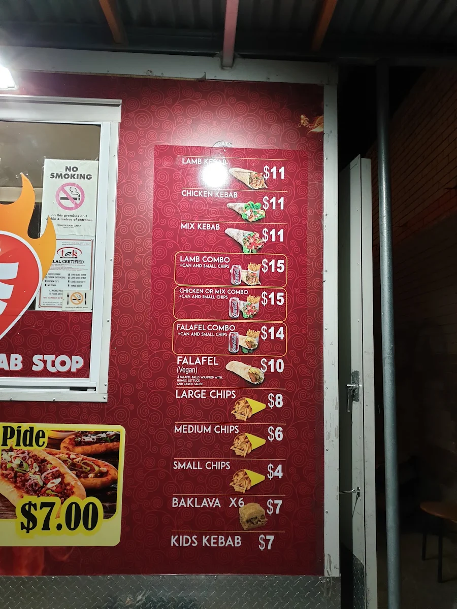 Menu, Hot & Tasty Kebab Stop