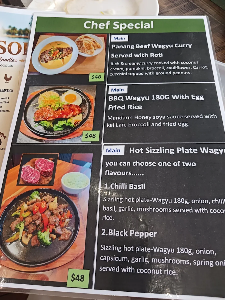 Menu, Waterside Thai