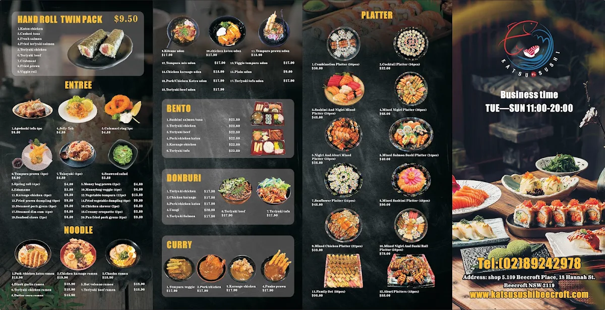 Menu, Katsu Sushi Train Beecroft