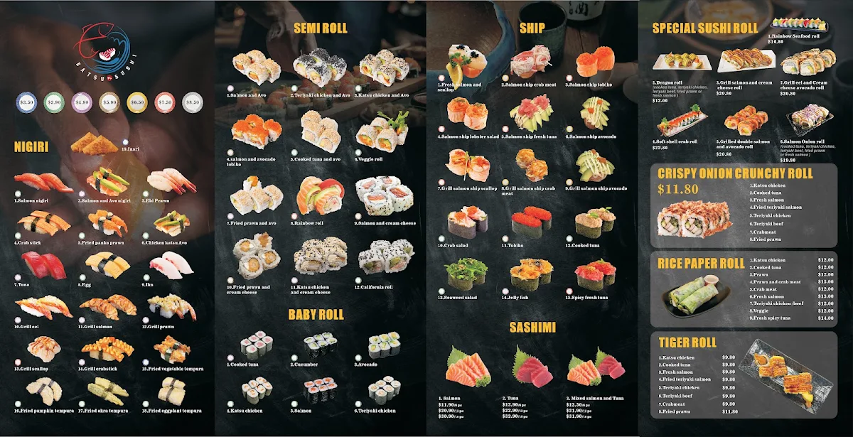 Menu, Katsu Sushi Train Beecroft