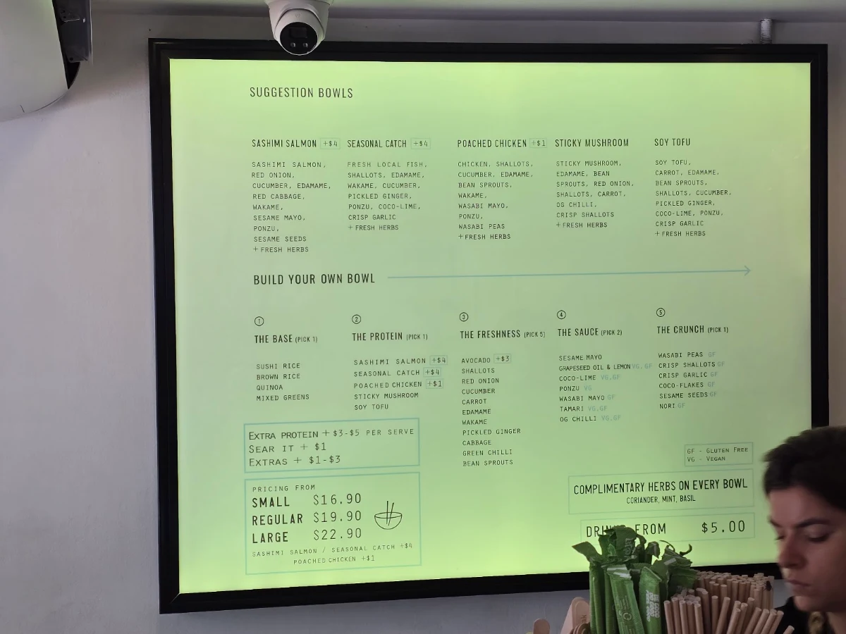 Menu, Raw + Rice - Noosa Heads