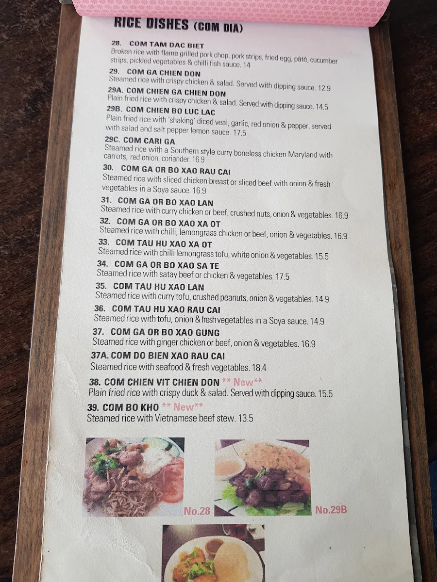 Menu, Phi Yen Vietnamese Restaurant