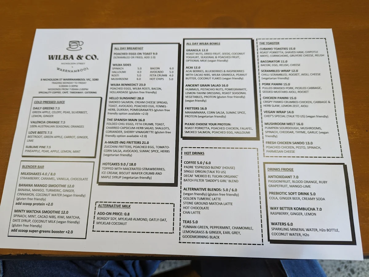 Menu, Wilba & Co