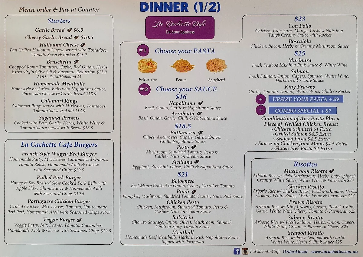 Menu, La Cachette Cafe