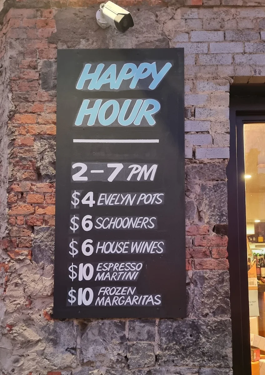 Menu, The Evelyn Hotel