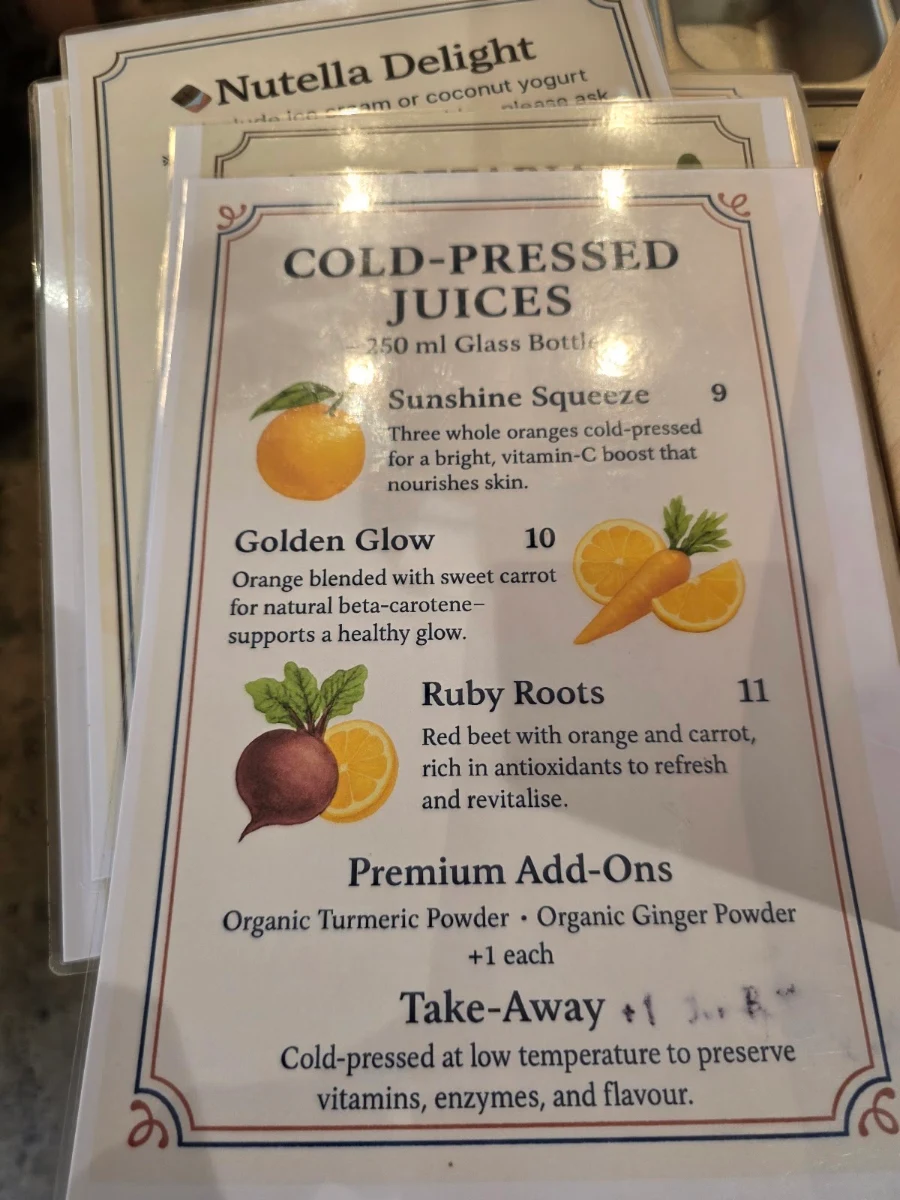 Menu, La Creperie in Cairns