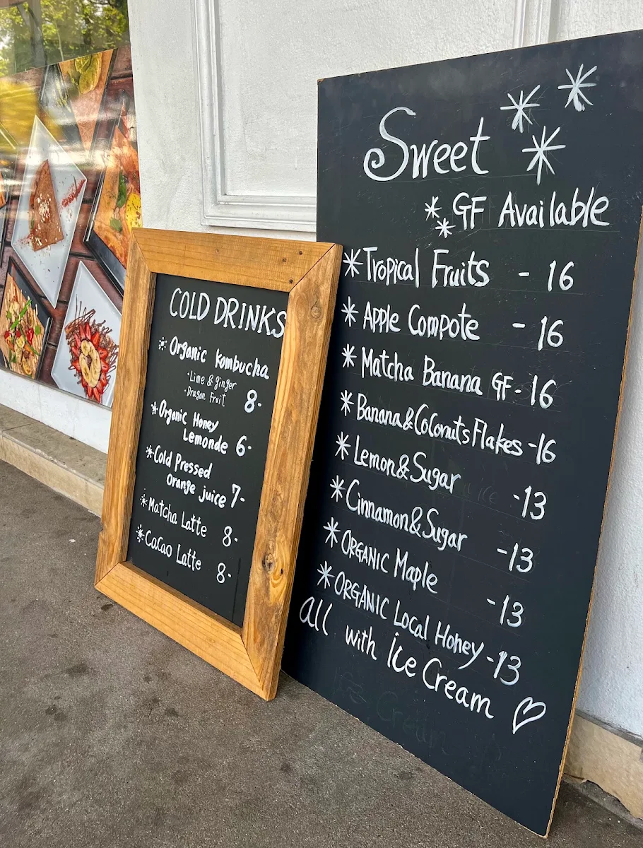 Menu, La Creperie in Cairns