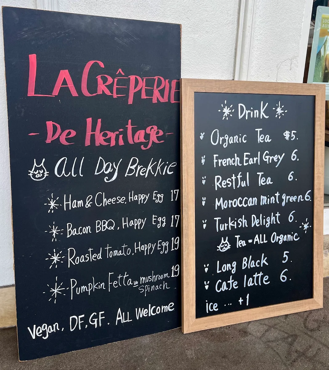 Menu, La Creperie in Cairns