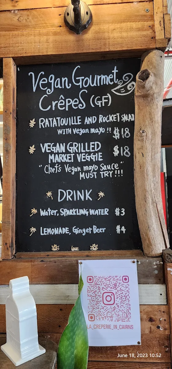 Menu, La Creperie in Cairns