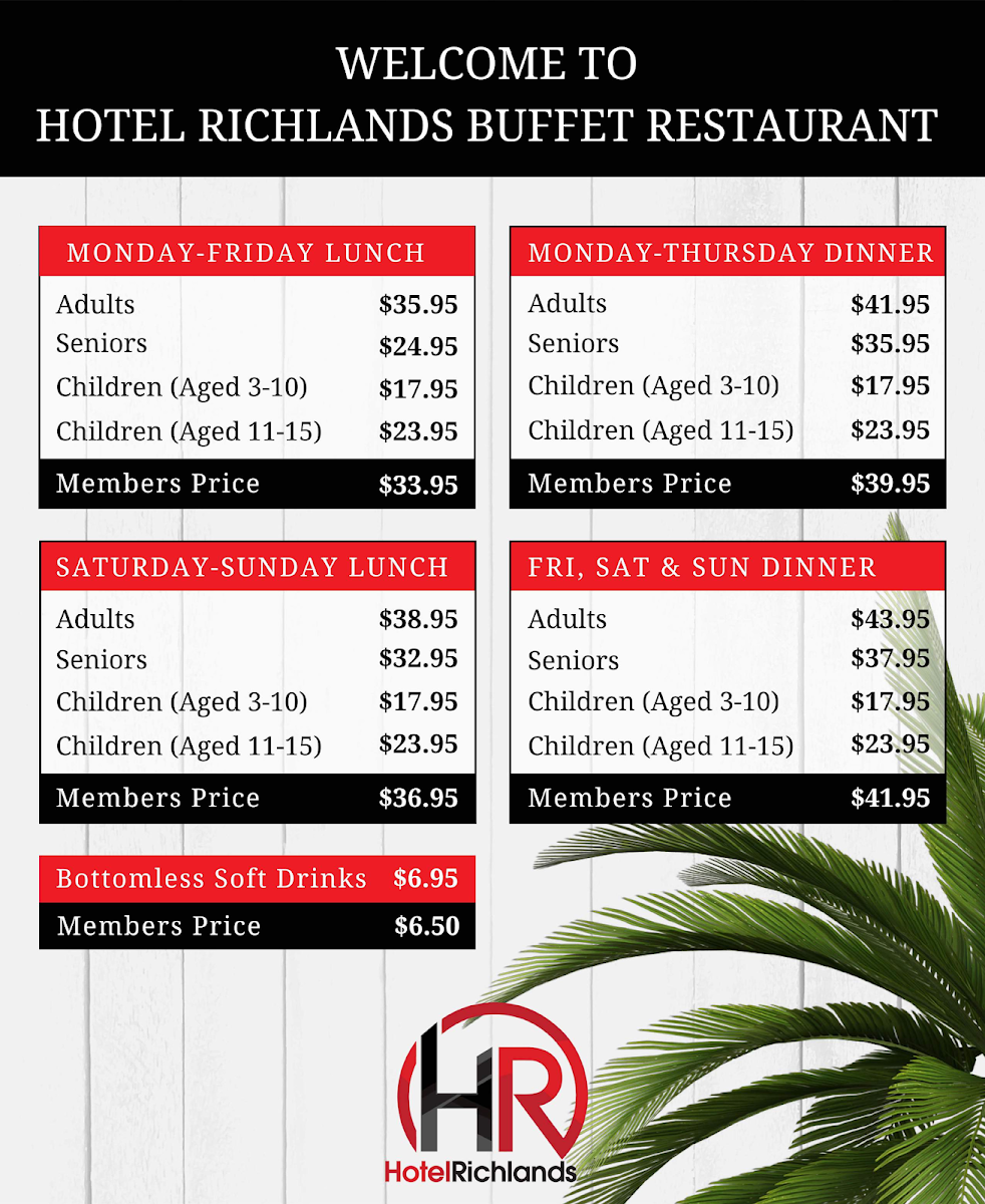 Menu, Hotel Richlands