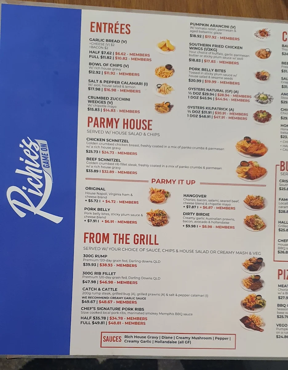Menu, Hotel Richlands