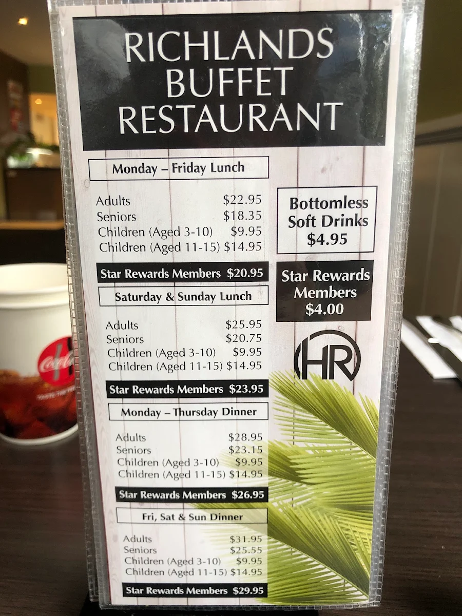 Menu, Hotel Richlands