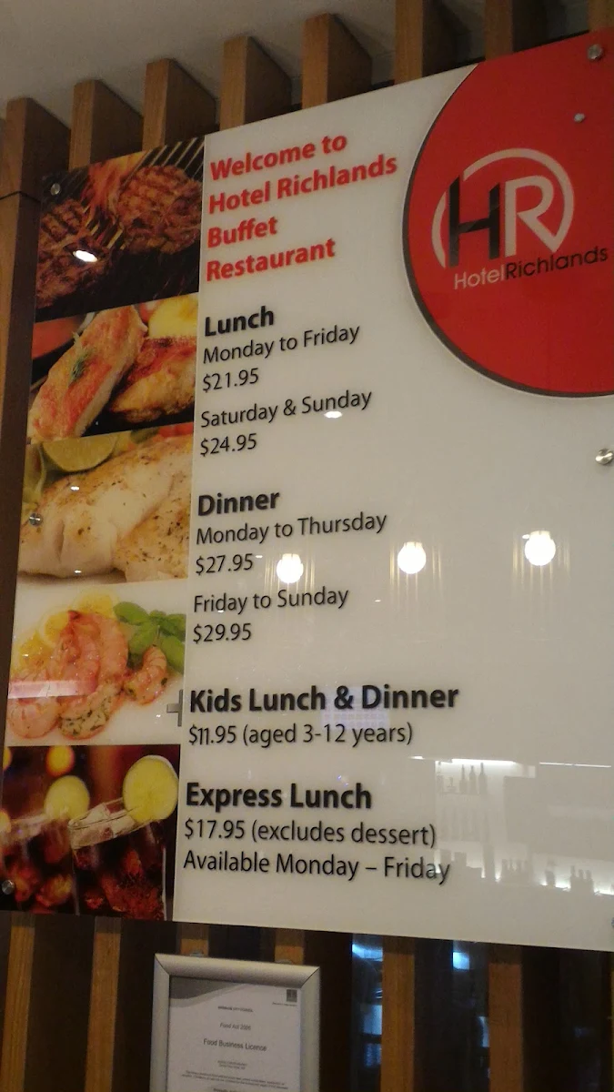 Menu, Hotel Richlands