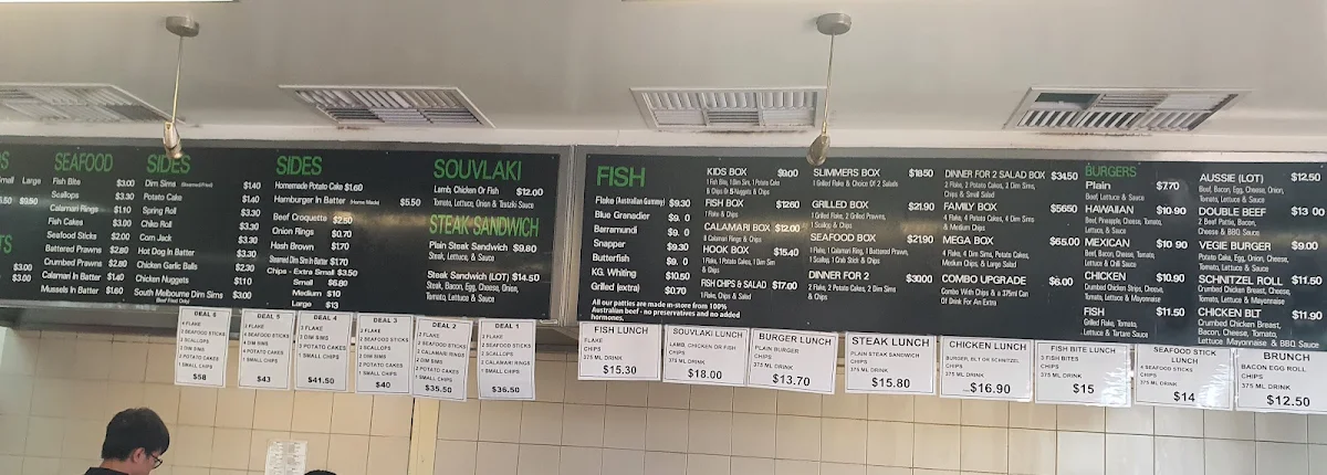 Menu, Hook & Cook Fish Bar