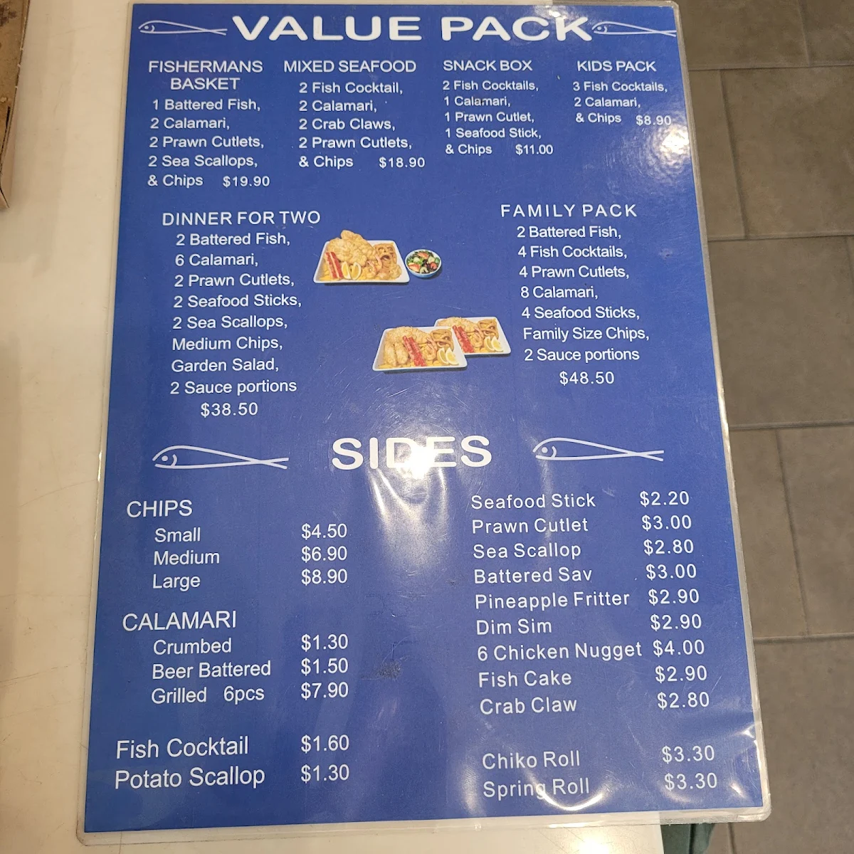 Menu, Neutral Bay Seafood